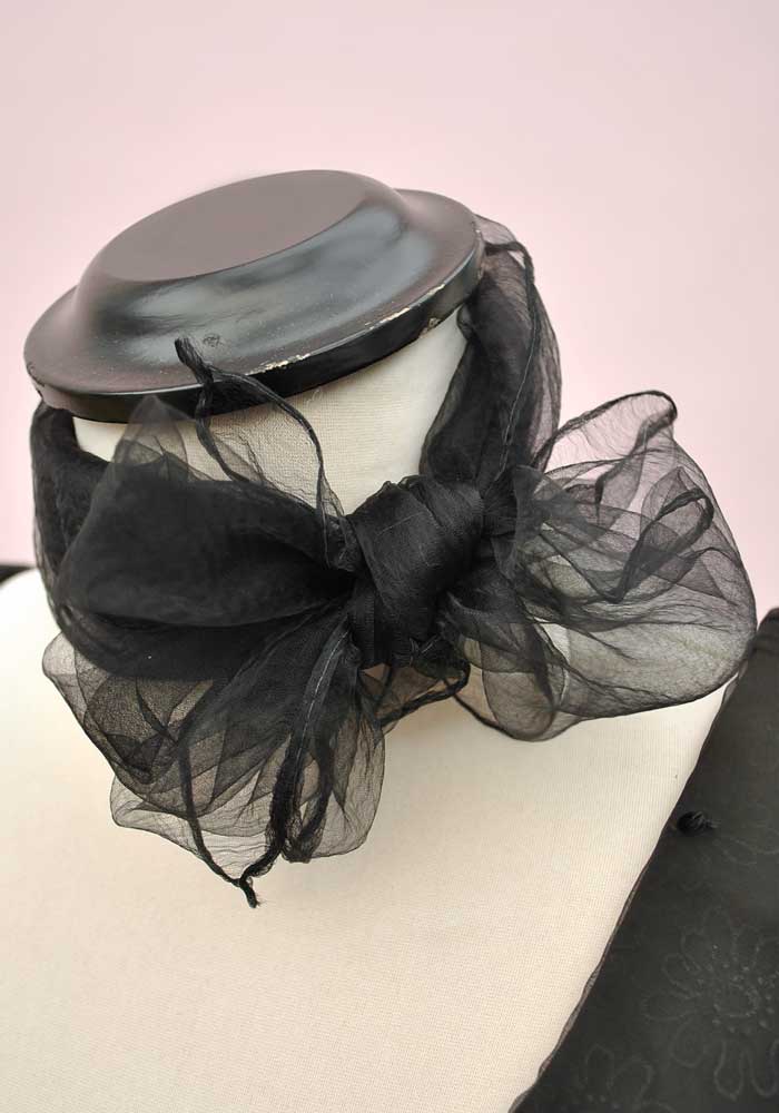 vintage black chiffon neck scarf