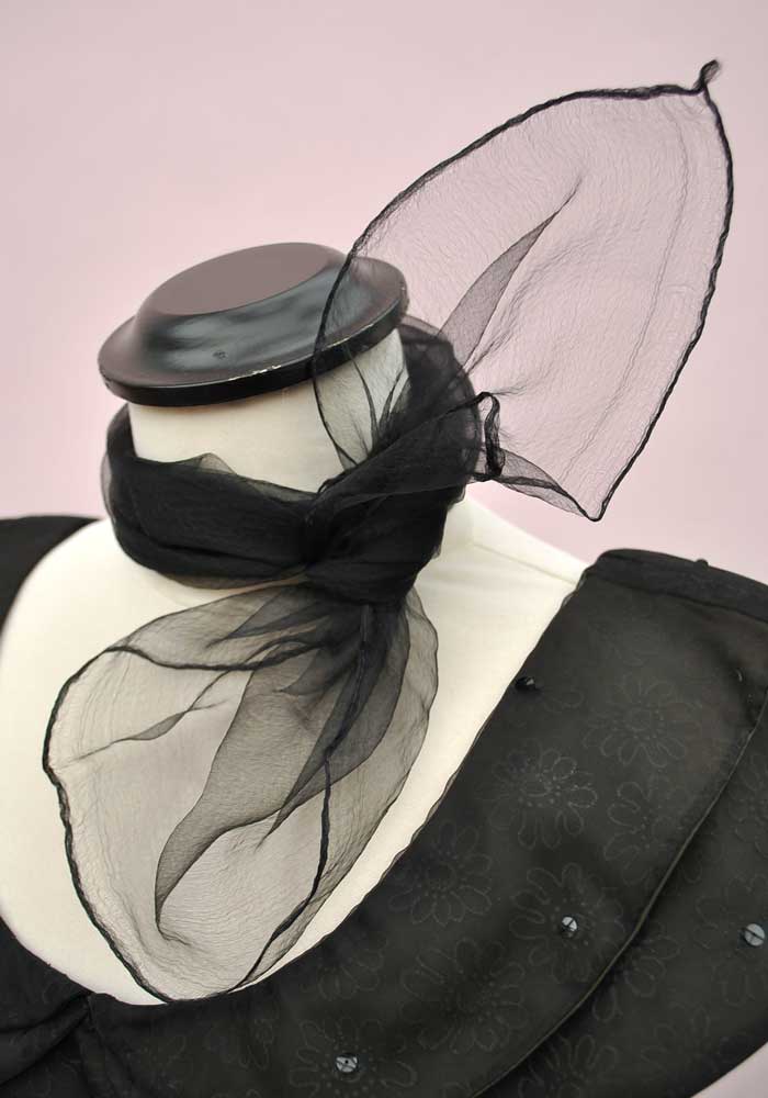 rockabilly black chiffon scarf