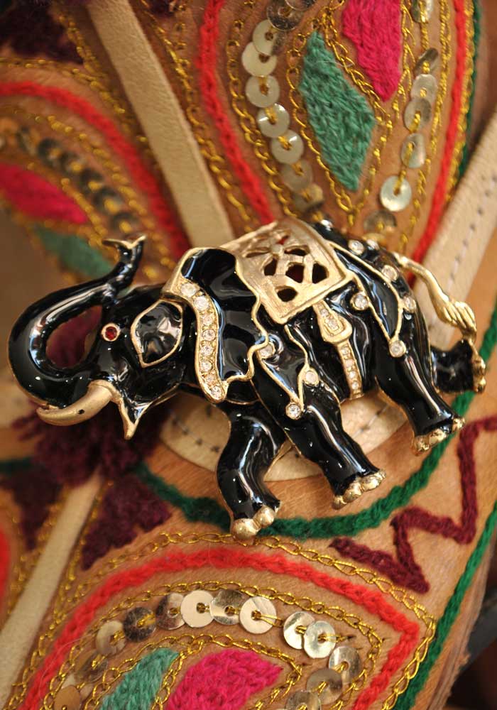 vintage enamel elephant brooch