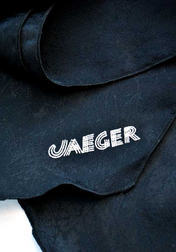 vintage black silk jaeger scarf