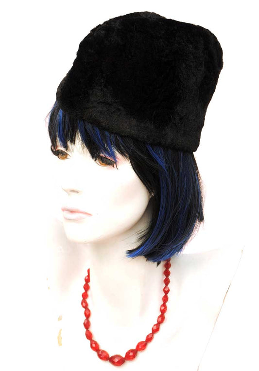 vintage black astrakhan karakul hat