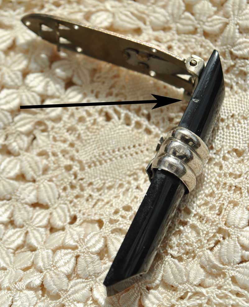Deco Vintage Jakob Bengel Era Black Galalith Dress Clip • Machine Age Art Deco Clip