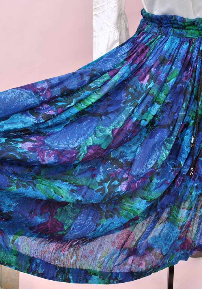 blue purple gauze cotton hippy skirt