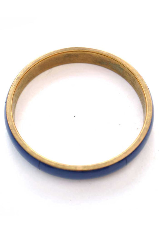 Vintage Blue Enamel and Brass Bangle • Brass Bracelet