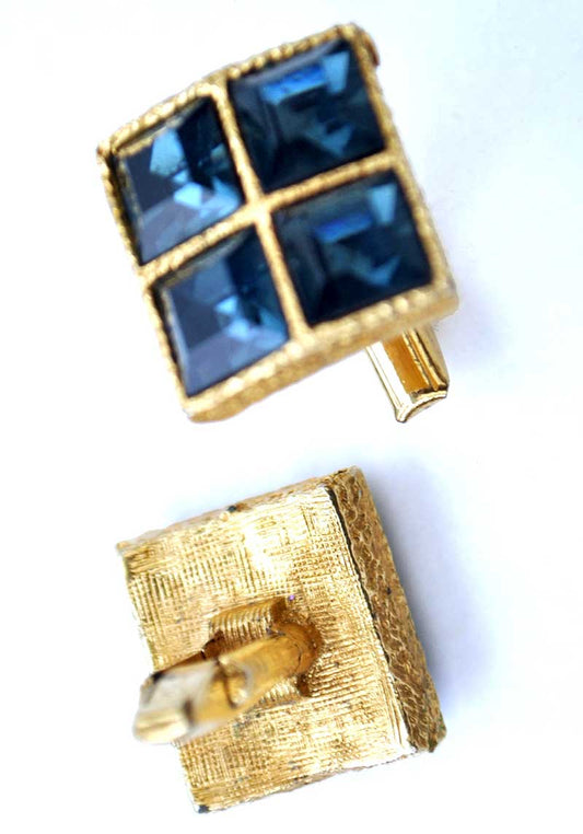 1950s Vintage Commodore Sapphire Glass Cufflinks