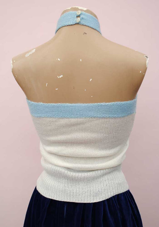 rare 20s 30s halter neck knitted beach top