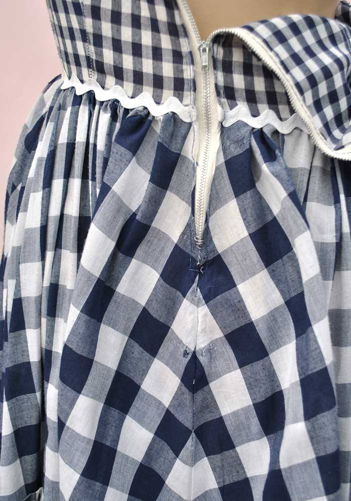 1960s Vintage Blue Gingham Square Dance Dress • Rockabilly