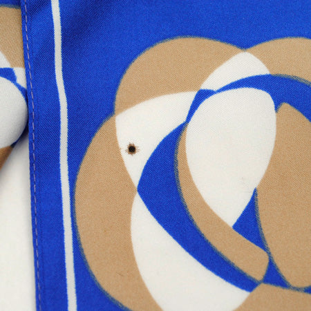 Vintage long blue silky scarf Mackintosh style rose print