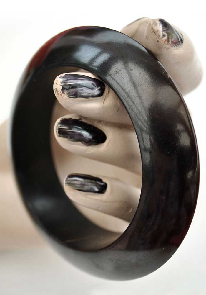 Heavy Vintage Dark Brown Flying Saucer Bangle Bracelet