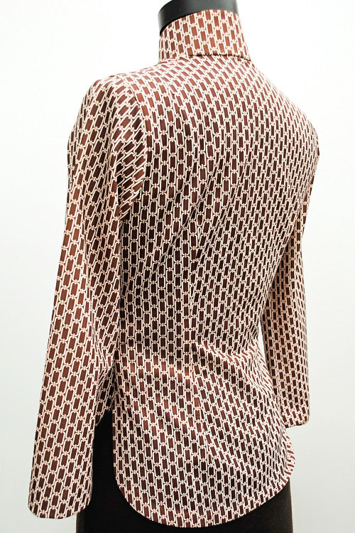 Vintage 70s Brown Malaysian Mandarin Style Top