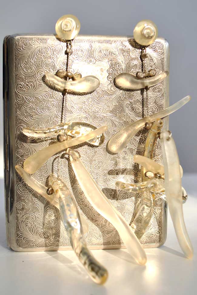 Vintage Artisan Lucite Dangle Earrings • Musical Notes