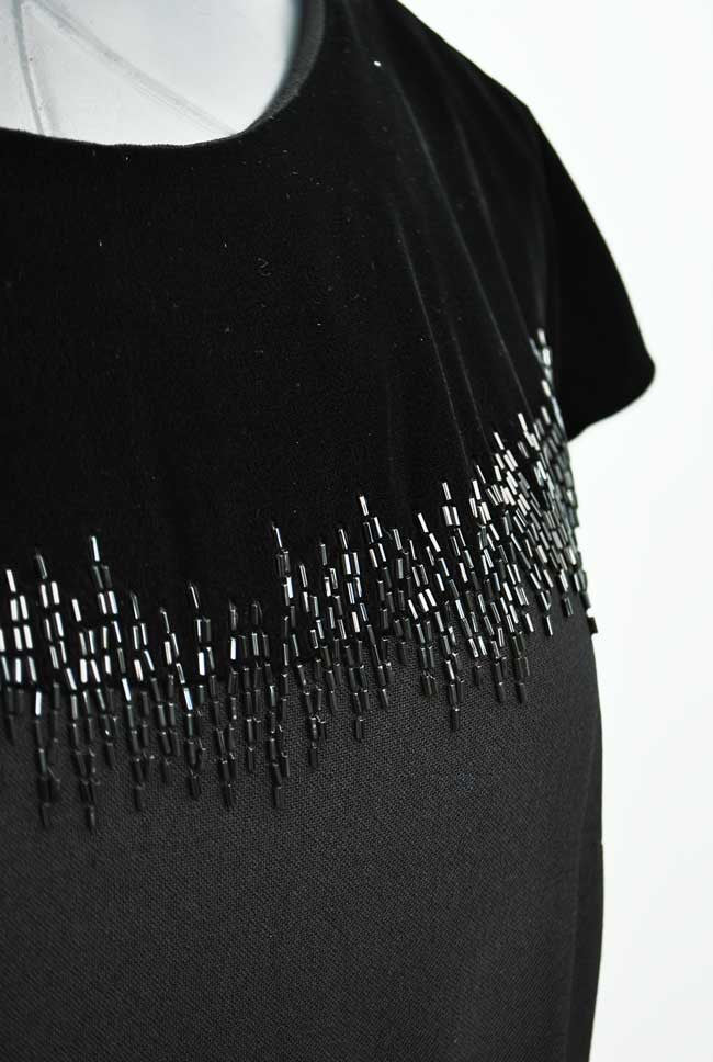 silk velvet, black crepe and bugle bead decoration