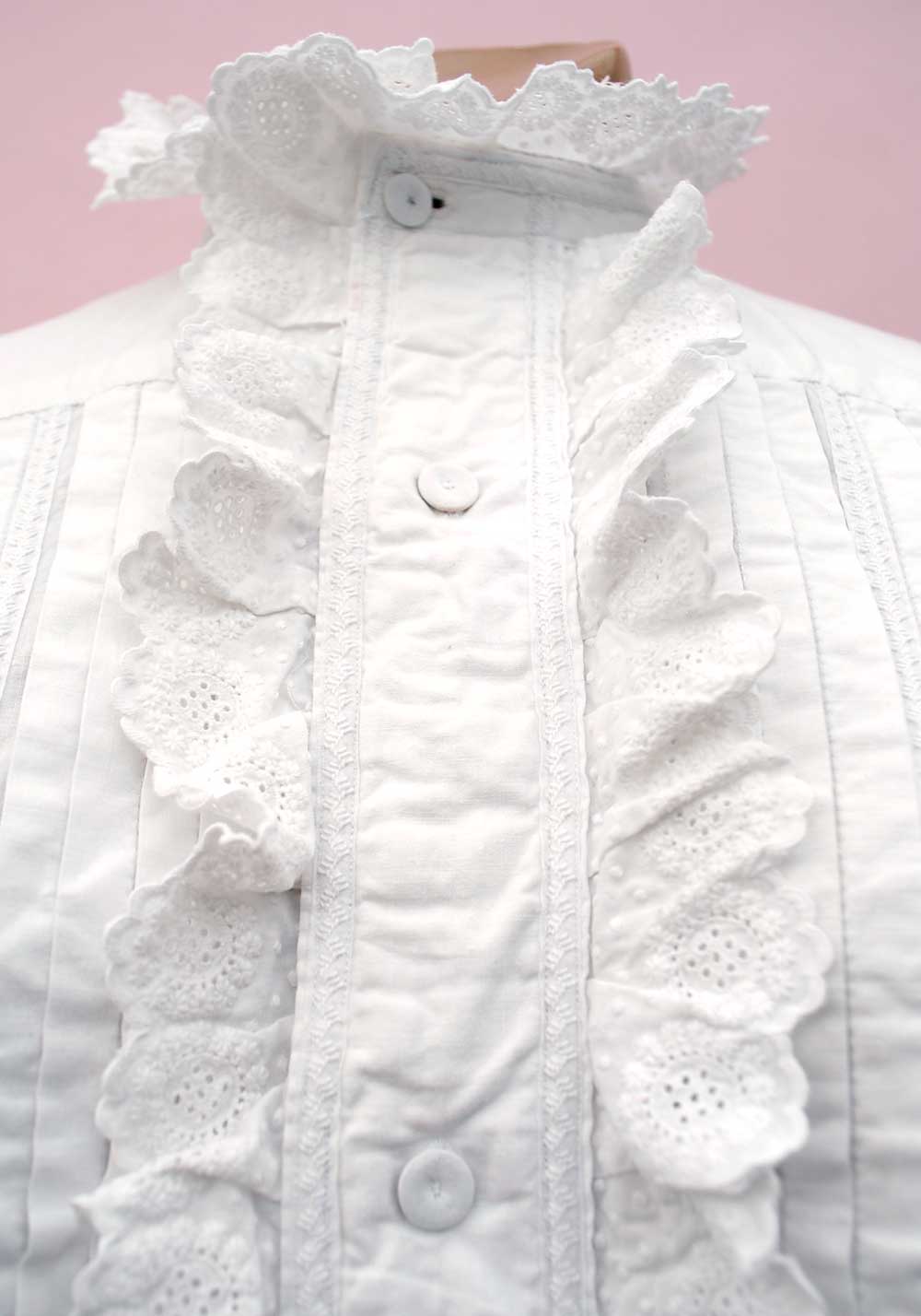 Antique Victorian White Linen Nightie With Frilly Front