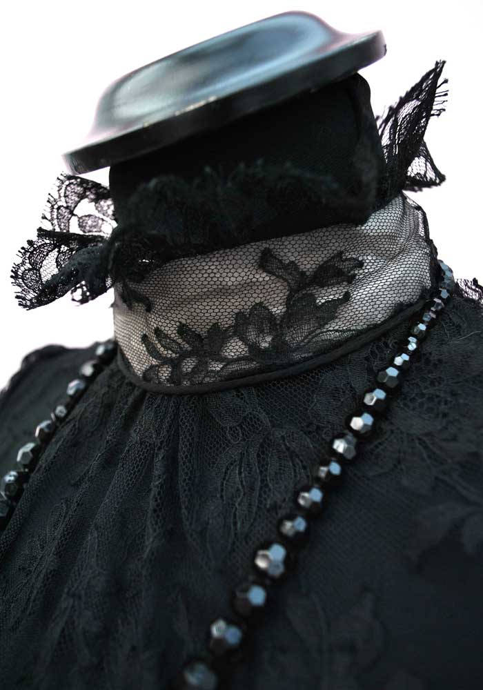 Vintage 60s Black Chantilly Lace Cocktail Dress 22" Waist • Little Black Dress • Gothic
