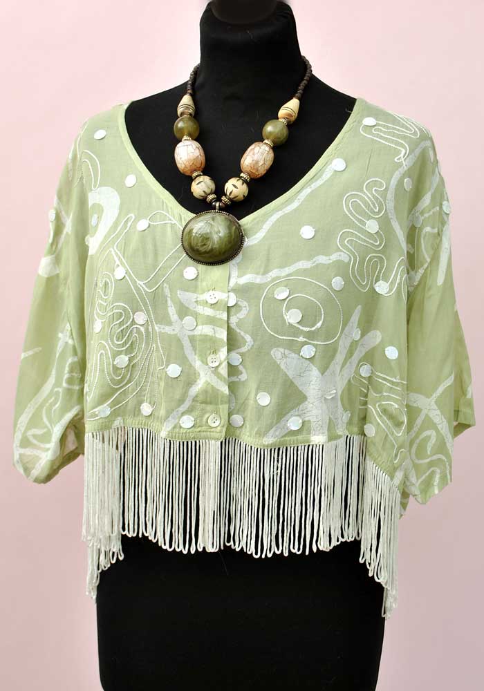 vintage 80s cropped kimono blouse