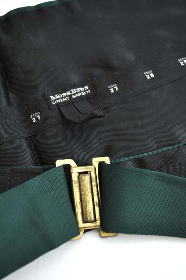 1970s Vintage Moss Bros Emerald Green Adjustable Cummerbund