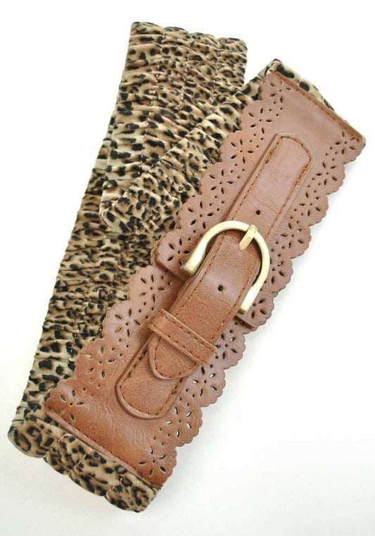 Retro rockabilly Leopard Print Cincher Belt