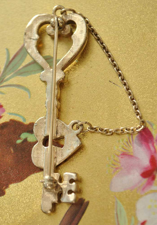 Vintage Lock and Key Brooch