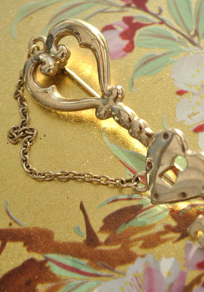 Vintage Lock and Key Brooch