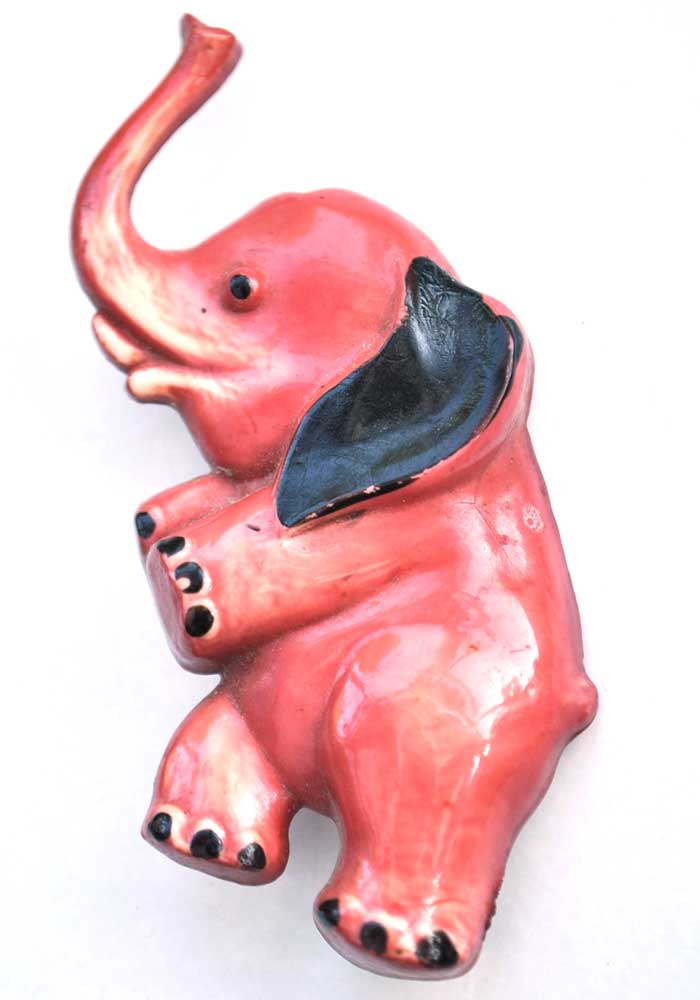 1940s Celluloid Pink Elephant Brooch