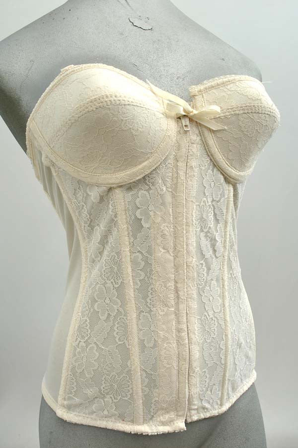 1960s White Vintage Lace Boned Bustier • 34B • Front fastening – Top Notch  Vintage