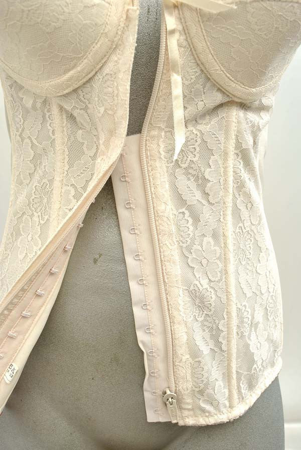 1960s Vintage Blush Shell Pink Corselette Bustier • 32" • Front fastening