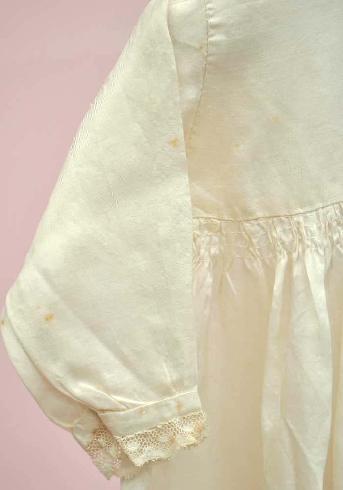 Babies Vintage Silk Embroidered Christening Gown Dress