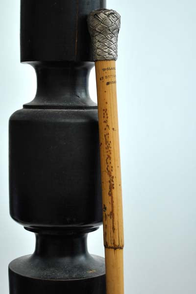 Gentleman's Bamboo Cane Swagger Stick with Silver Metal Woven Knob