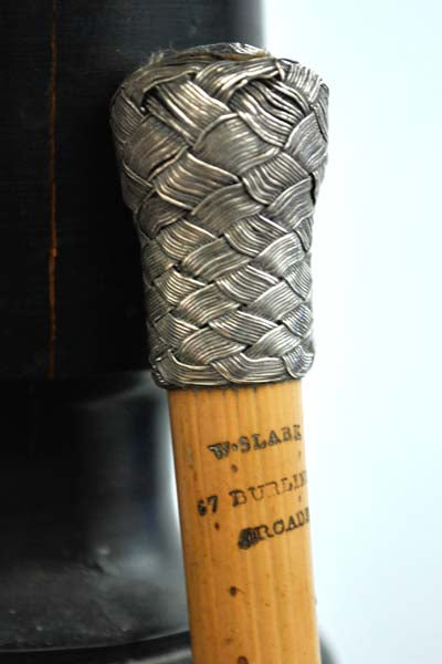 Gentleman's Bamboo Cane Swagger Stick with Silver Metal Woven Knob
