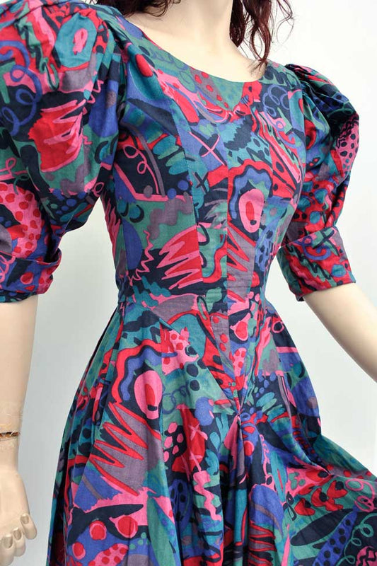 1980s Vintage Droopy & Browns Victorian Style Hourglass Dress • size 8 • by Angela Holmes