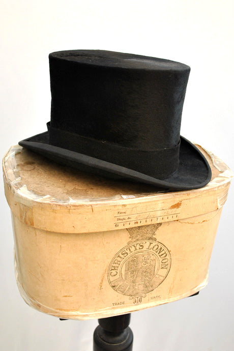 1920s Vintage Christie's Silk Top Hat in Christie's box