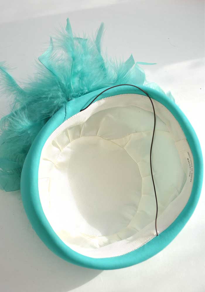 Vintage 80s Turquoise Felt Coque Feather Hat
