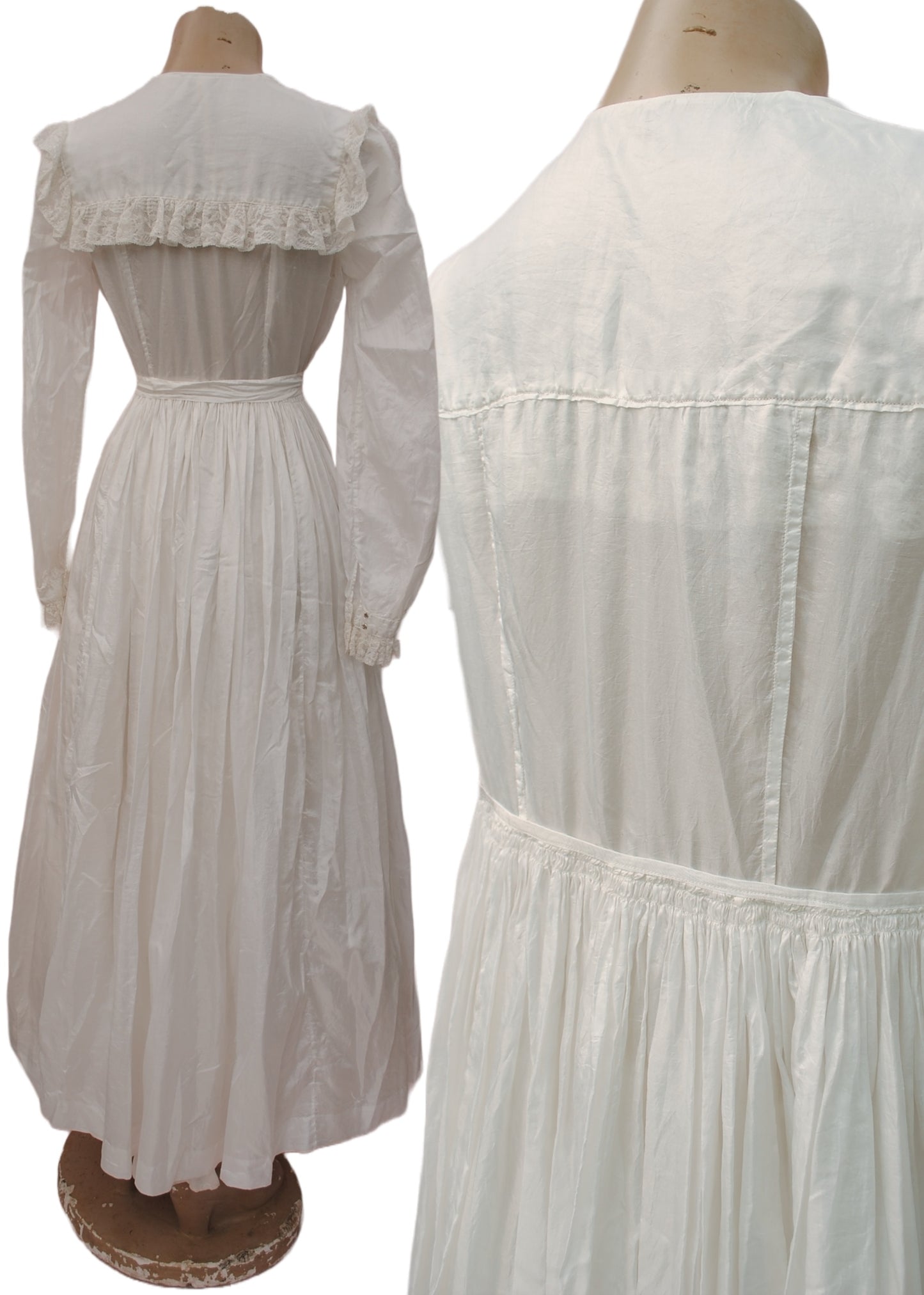 fully lined antique white silk robe