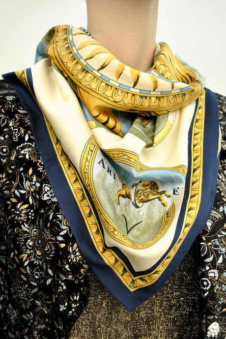 Vintage zodiac scarf with astrology symbols design