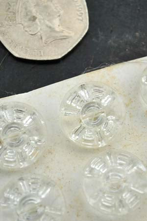 12 Clear Glass Deadstock Vintage Buttons on Card