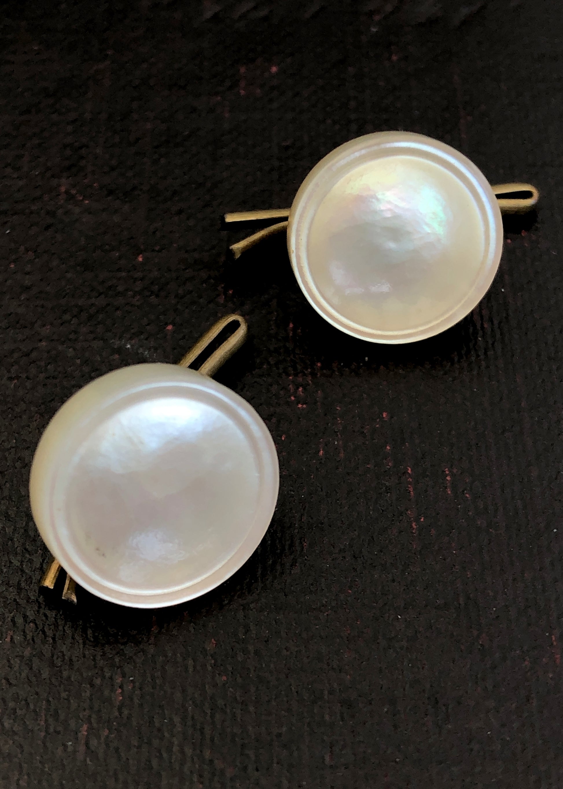 Two Vintage Mother of Pearl Tuxedo Waistcoat Stud Buttons