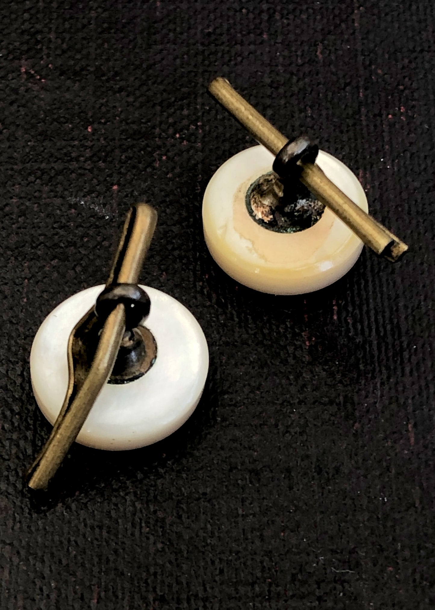 Two Vintage Mother of Pearl Tuxedo Waistcoat Stud Buttons