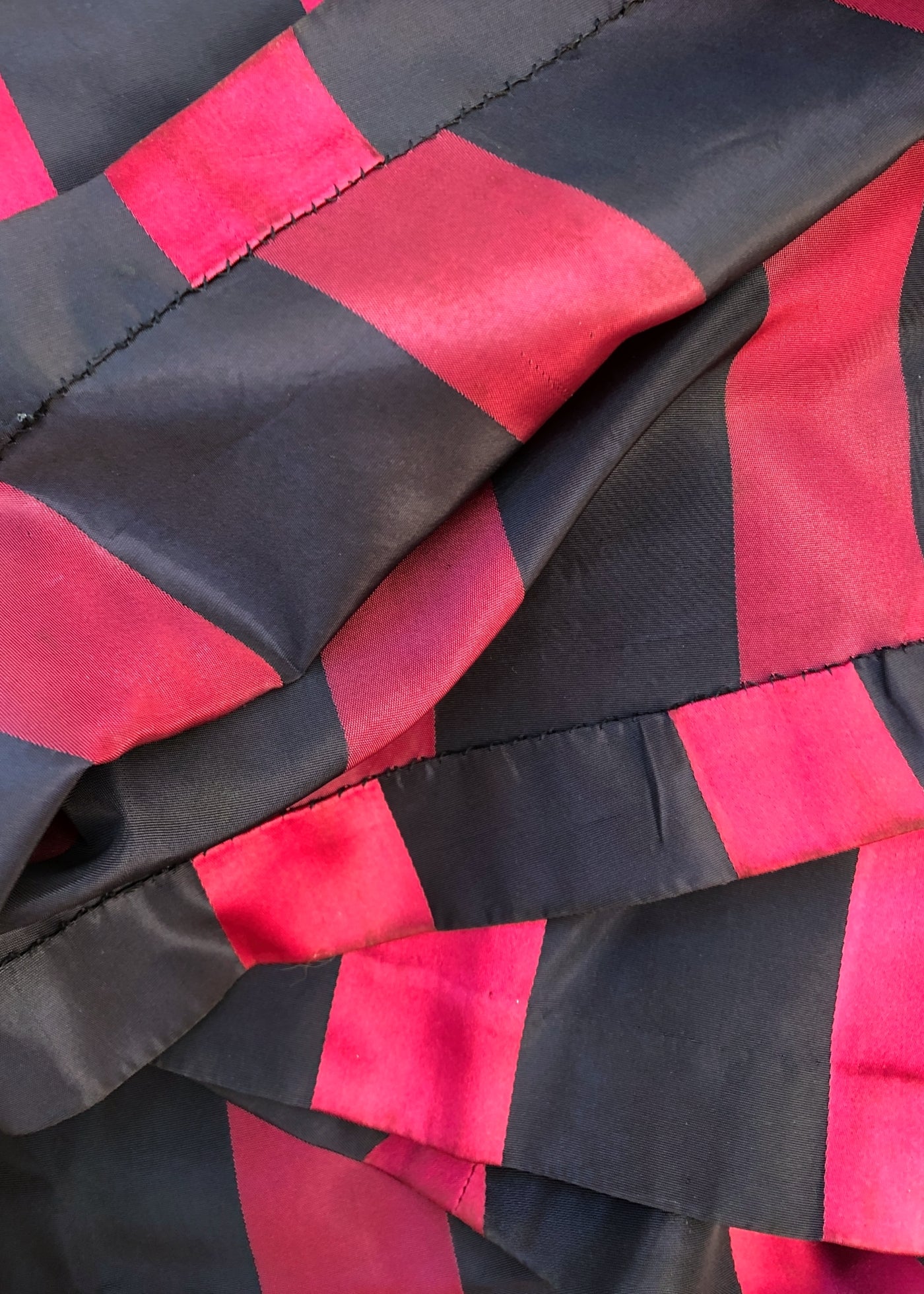 1930s Vintage Raspberry Pink and Blue Striped Evening Gown