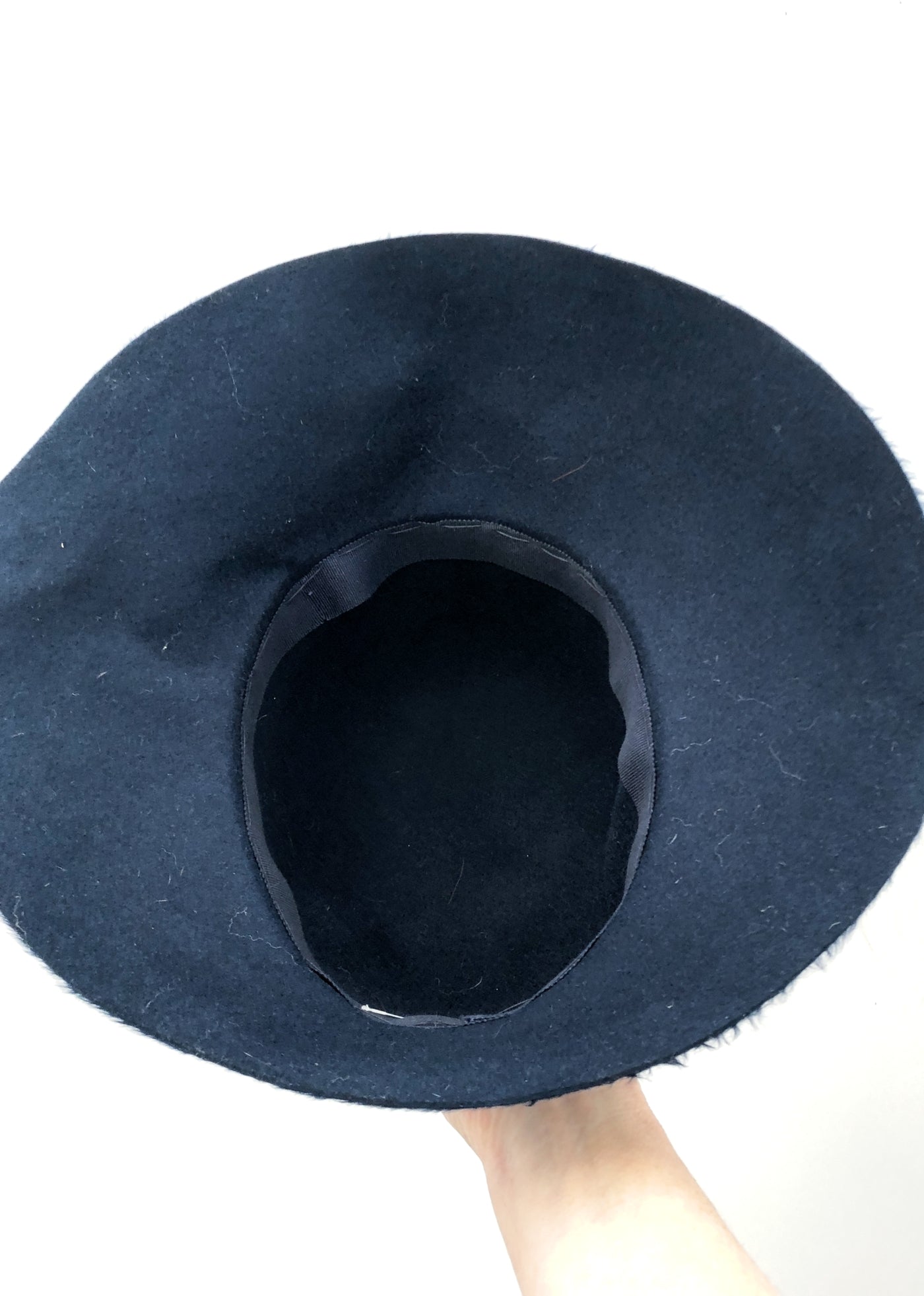 Vintage 60s Blue Furry Felt Wide Brim Cloche Hat • 30s Style Bucket Hat
