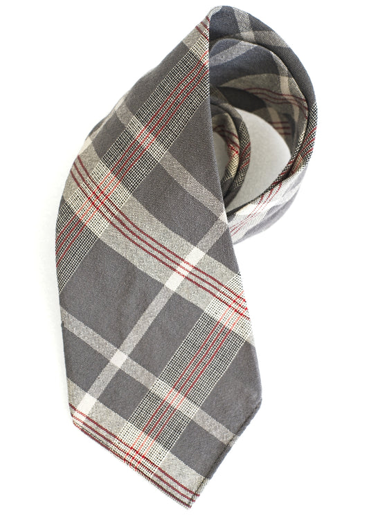 Vintage 40s Grey Plaid Wool Neck Tie • Linosair