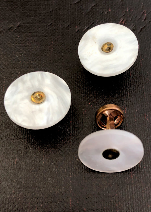 Three antique Edwardian Mother of Pearl Collar Stud Buttons