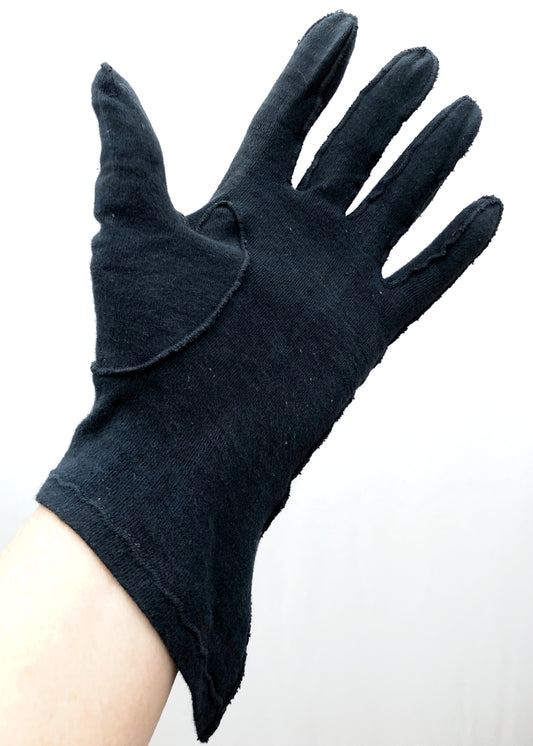 1940s Vintage Navy Blue Cotton Gloves • Flared Gauntlet Wrist