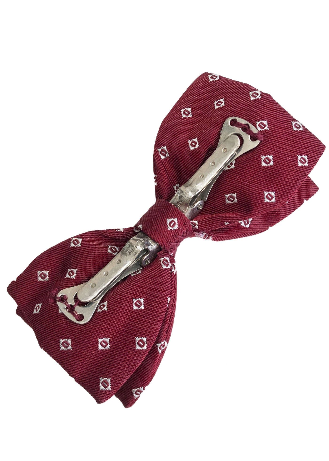Men's Vintage 40s Burgundy silk Clip On Bow Tie