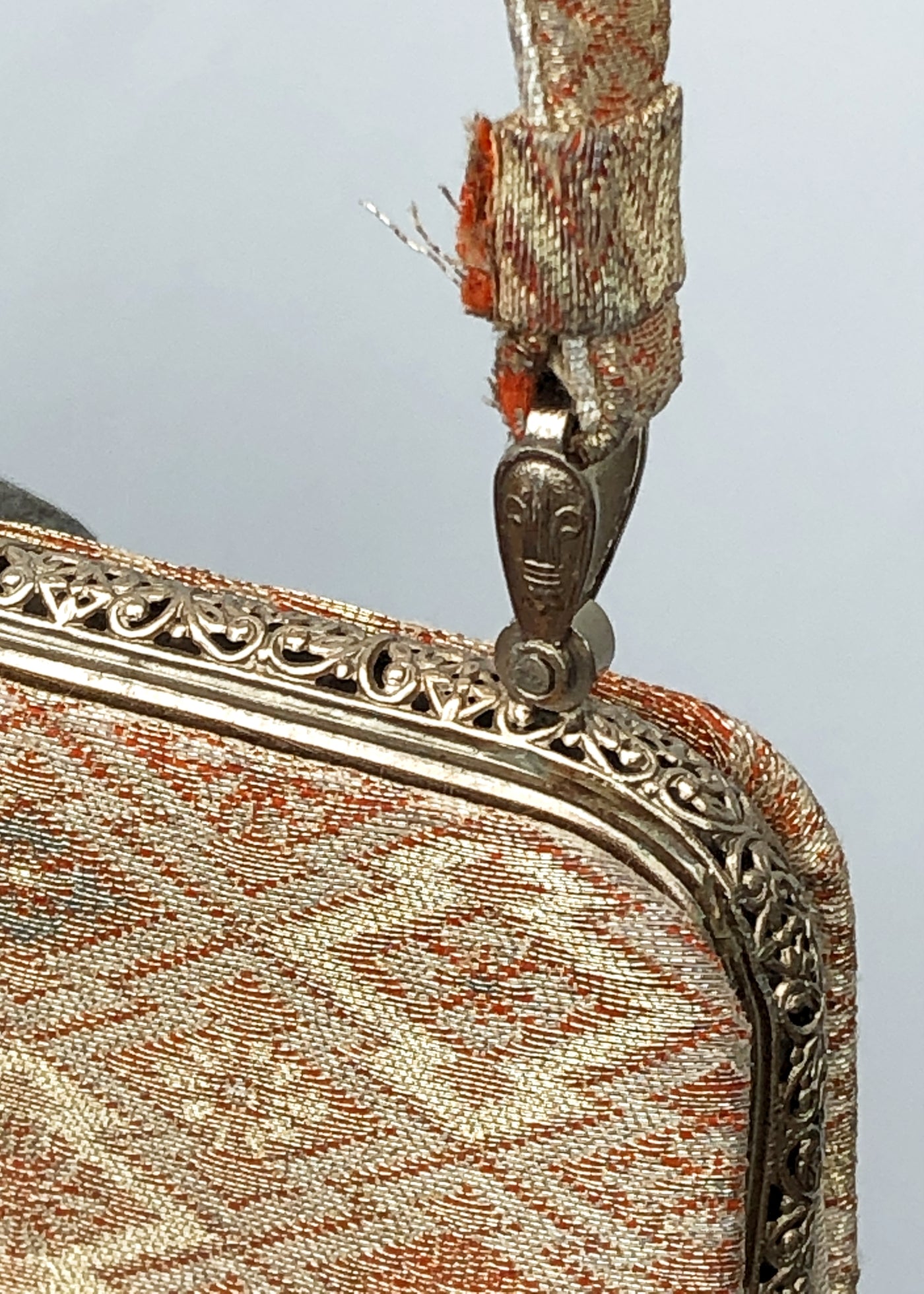 Vintage 50s Gold Brocade Lamé Purse with Yellow Lining