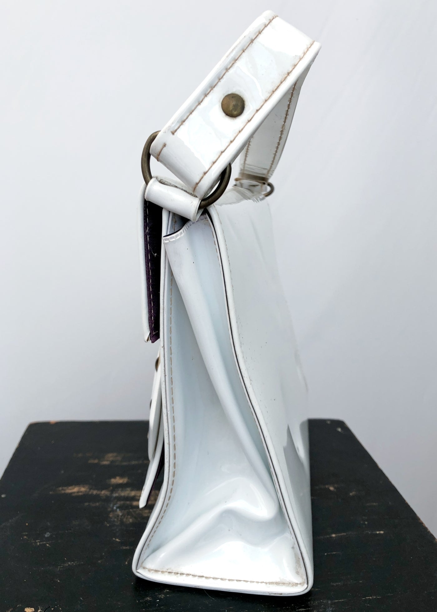 Vintage 60s White Patent Vinyl Shoulder Bag • Mod • Go Go