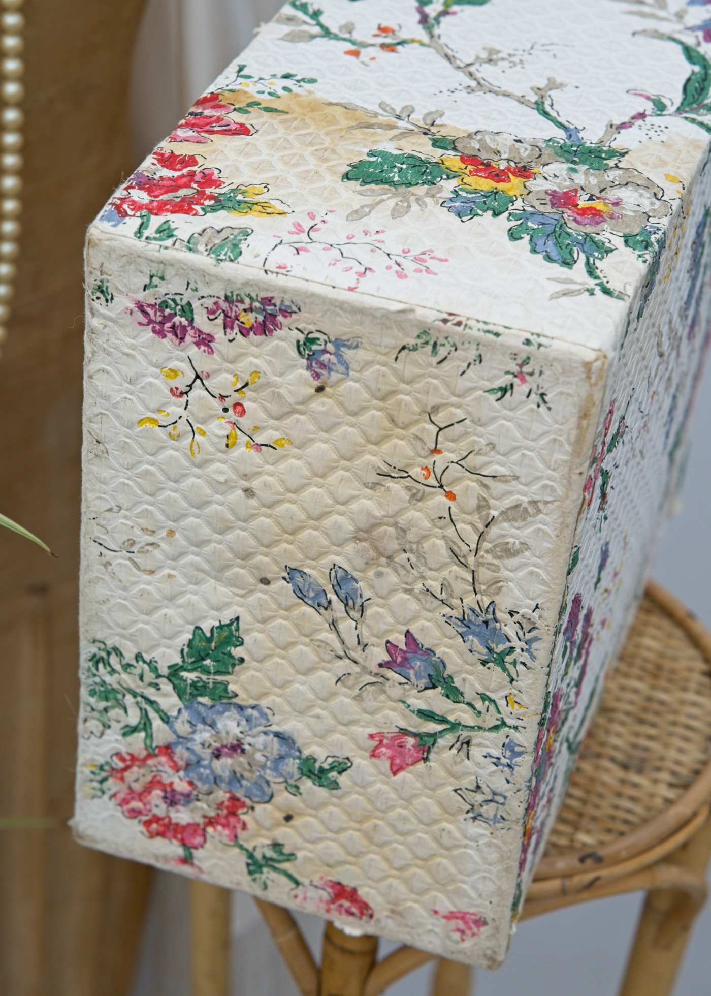 Vintage Midcentury Shabby Chic Paper Covered Cardboard Drawers
