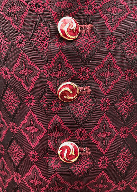 gold and red enamel buttons