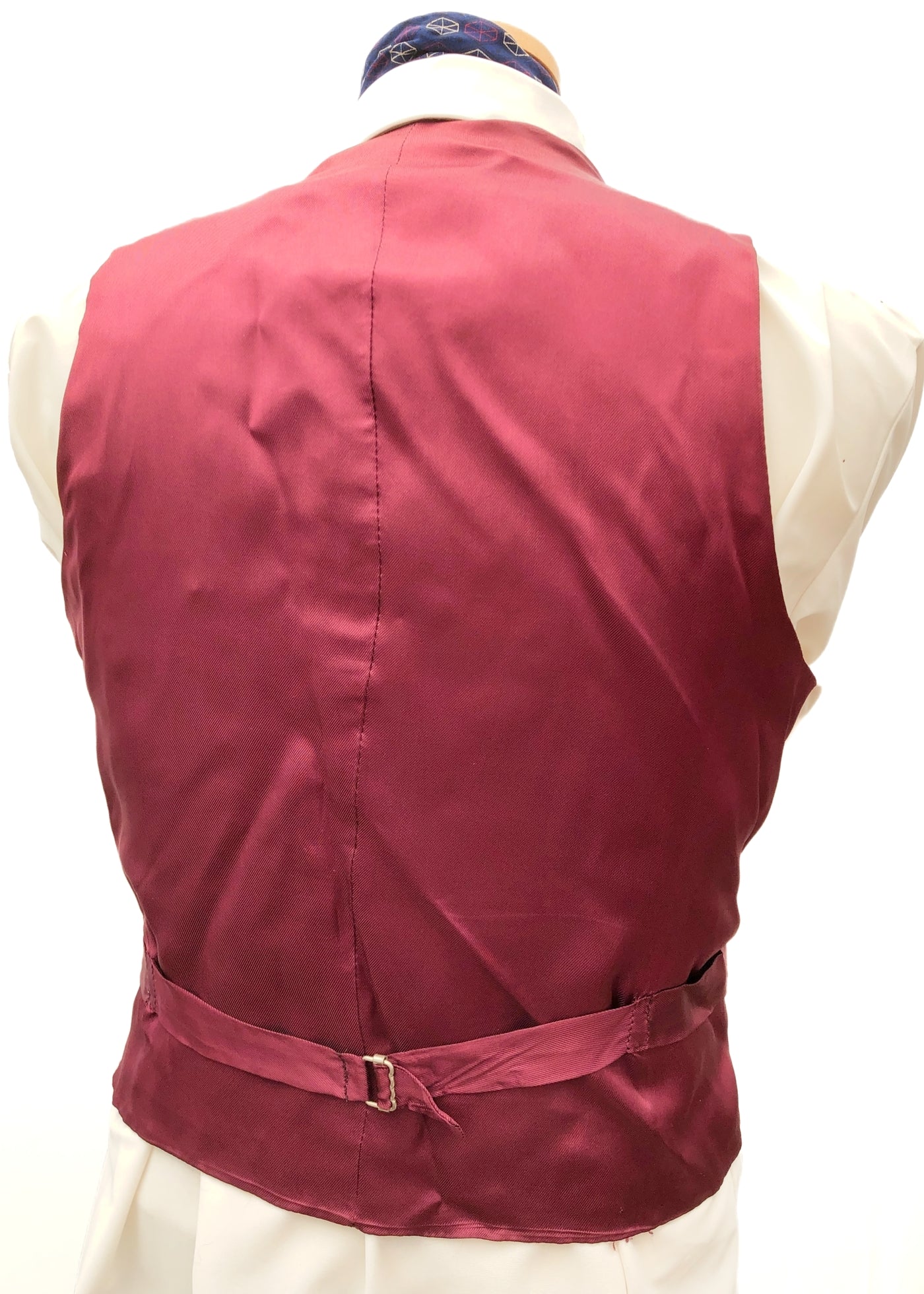 Men's Burgundy Brocade Steampunk Waistcoat Vest • 38" • Dunn & Co