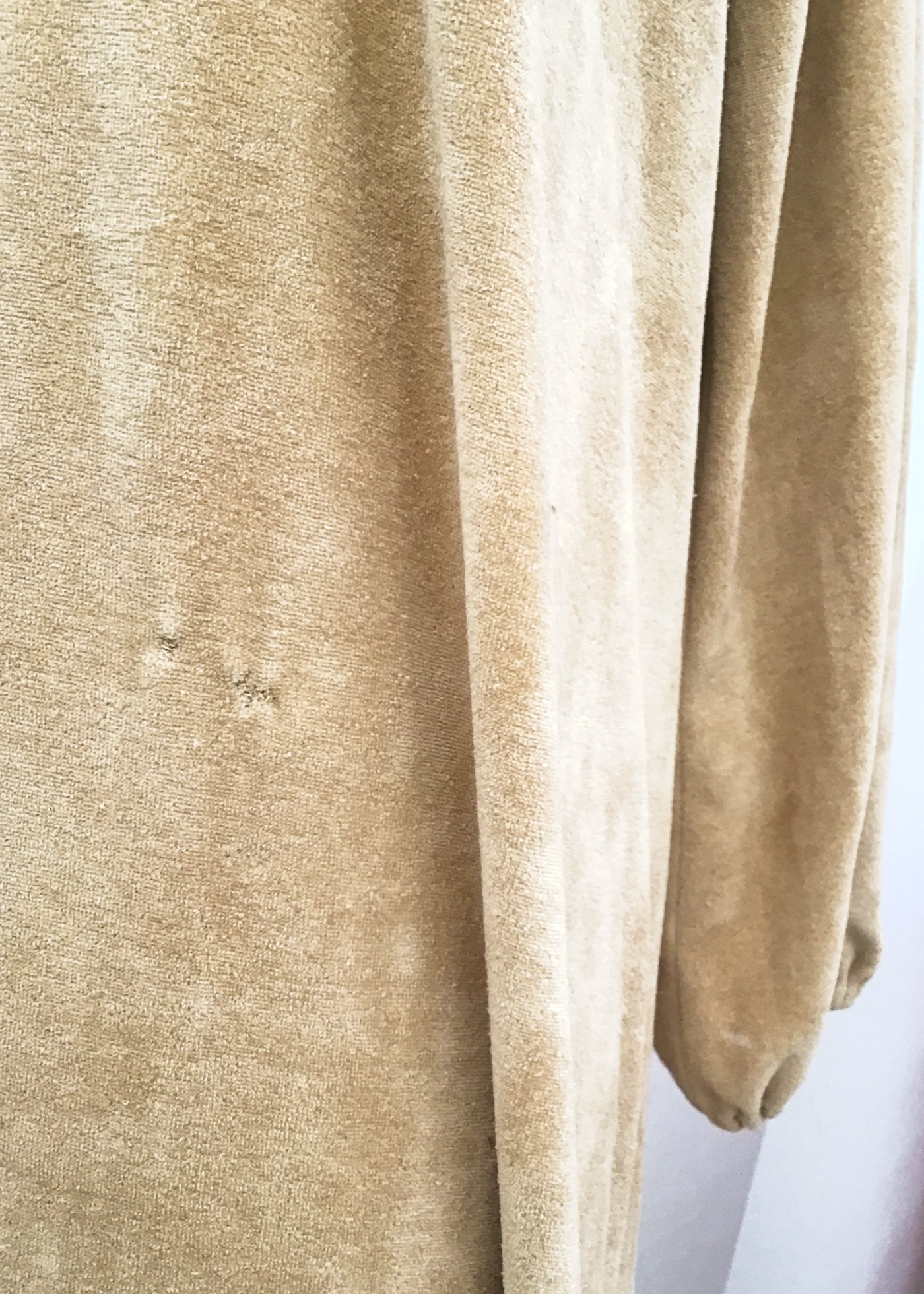 Vintage 60s 70s Camel Velour Hooded Maxi Dress • Cosy House Dress