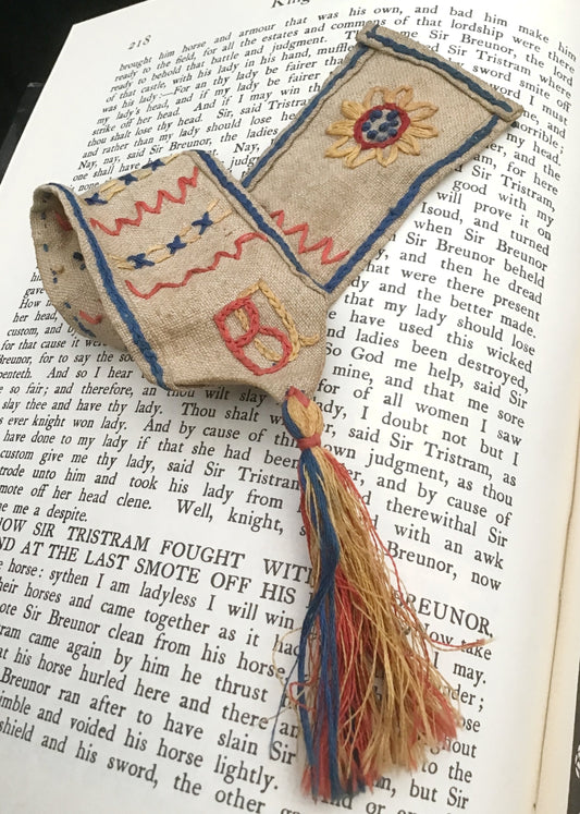 antique embroidered sampler bookmark